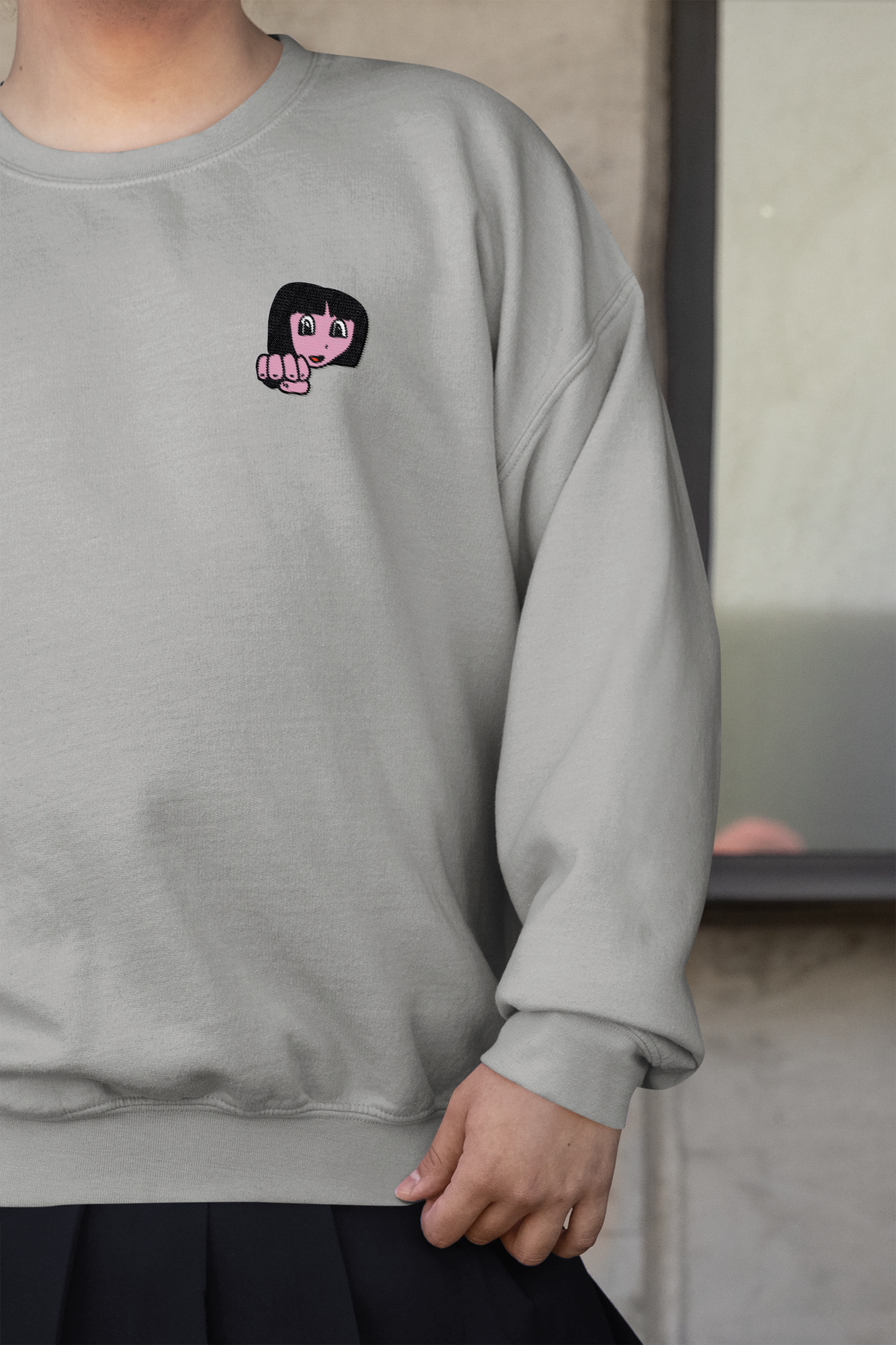 Girl Punch - Chest Embroidered Sweatshirt - Unisex