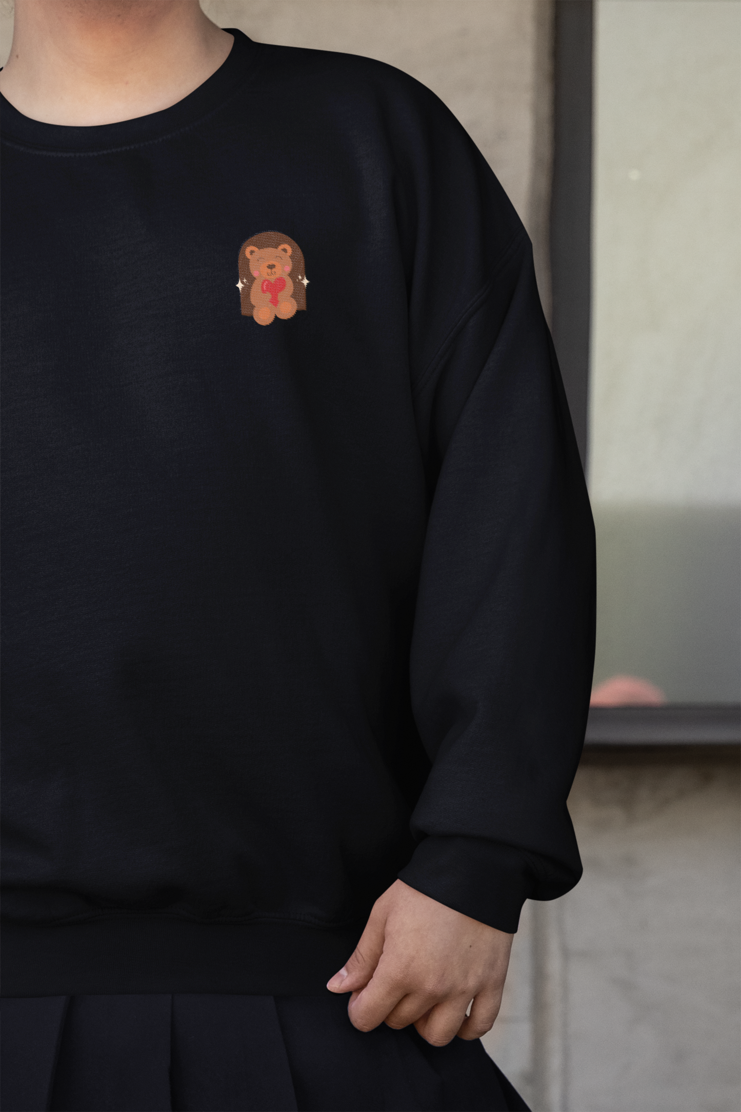 Bear Heart - Chest Embroidered Sweatshirt - Unisex