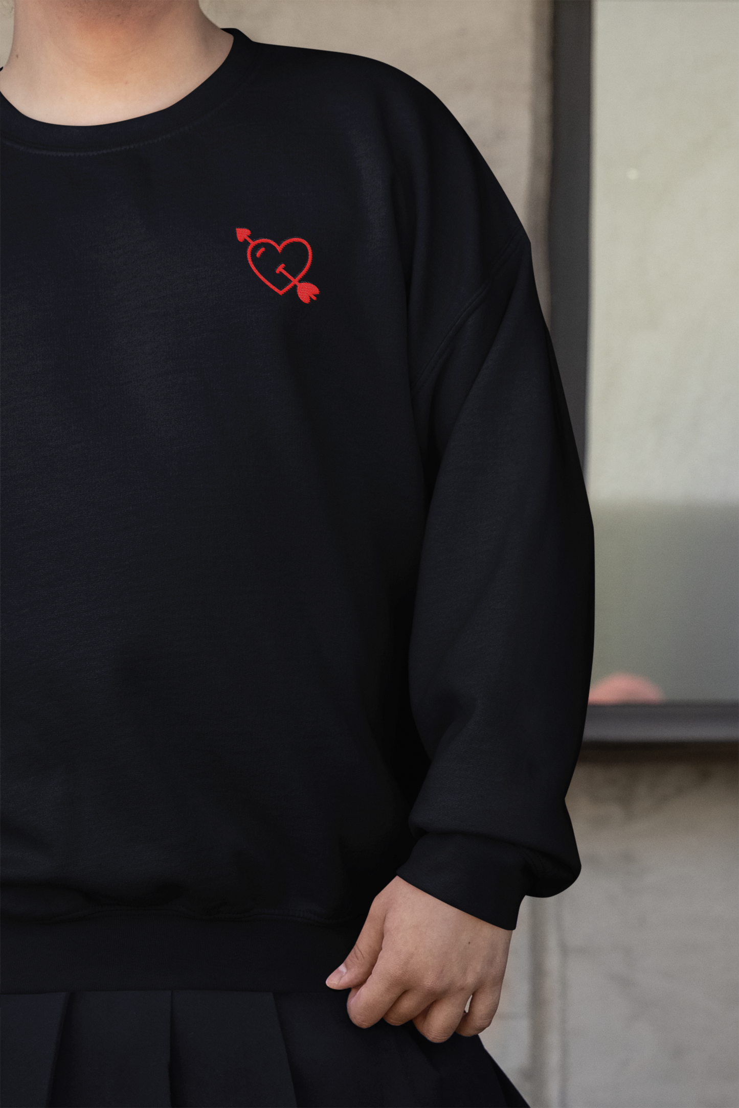 Heart with Arrow - Chest Embroidered Sweatshirt - Unisex