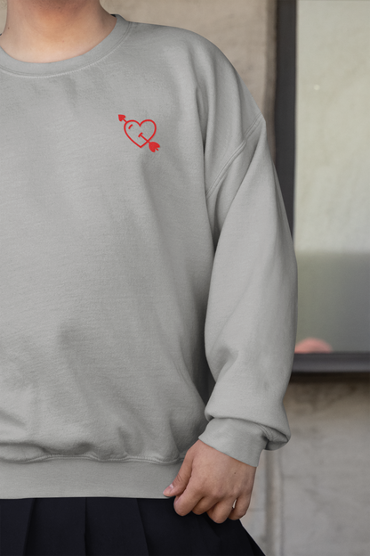 Heart with Arrow - Chest Embroidered Sweatshirt - Unisex