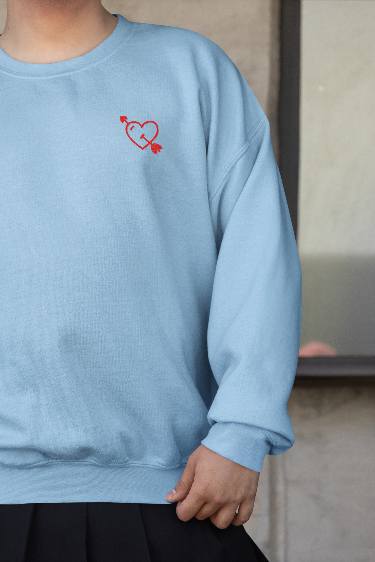 Heart with Arrow - Chest Embroidered Sweatshirt - Unisex