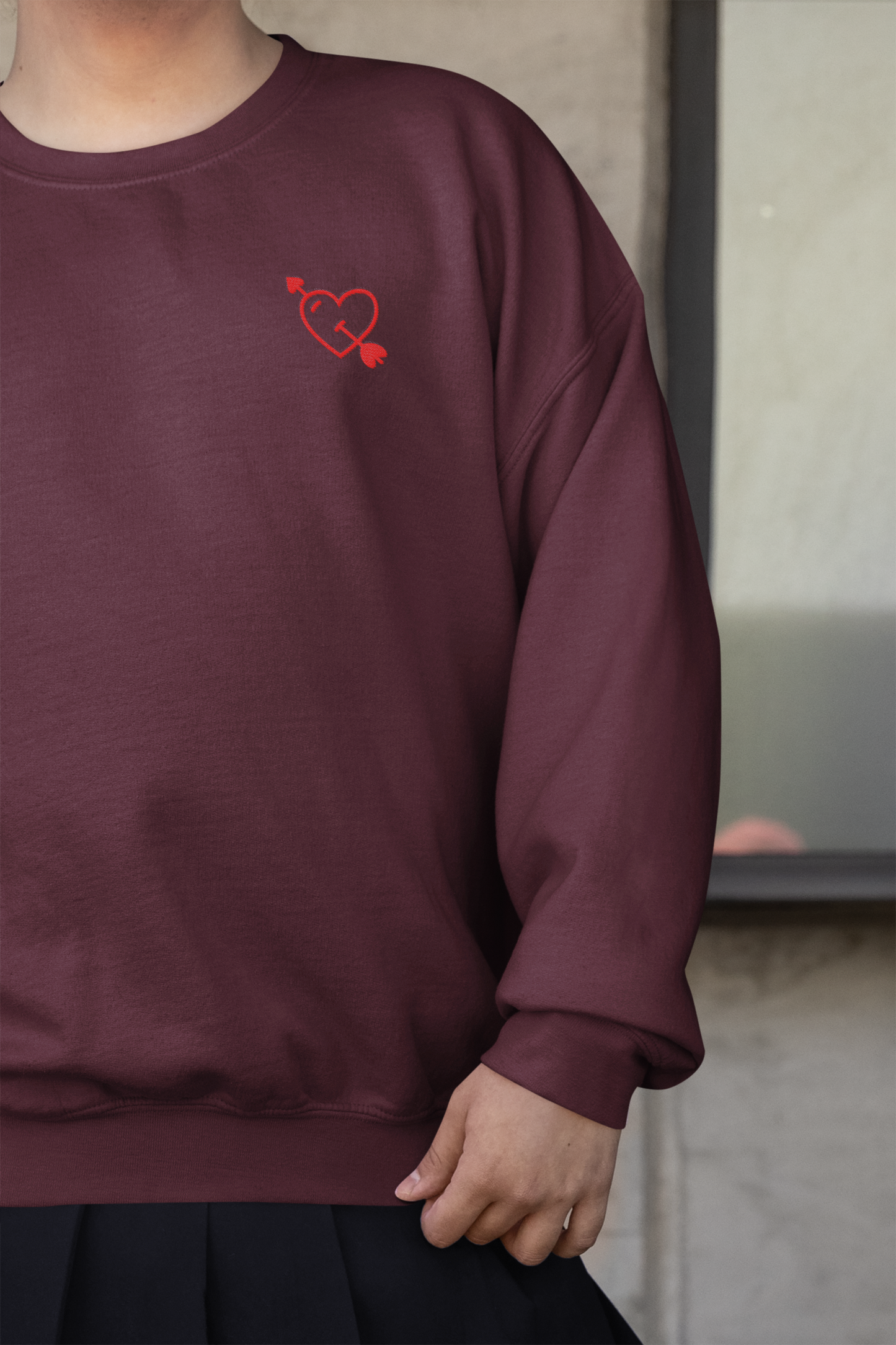 Heart with Arrow - Chest Embroidered Sweatshirt - Unisex