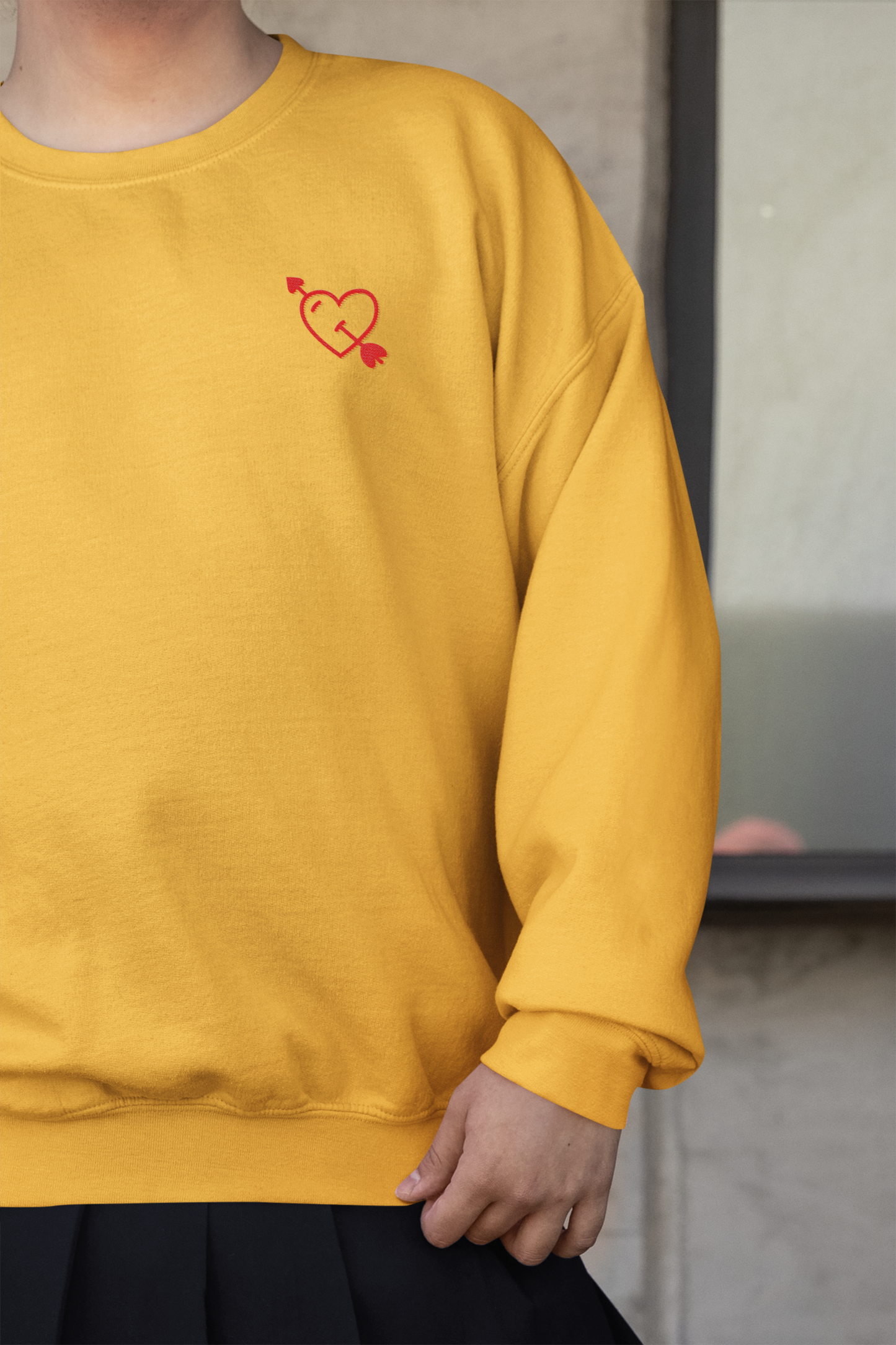 Heart with Arrow - Chest Embroidered Sweatshirt - Unisex