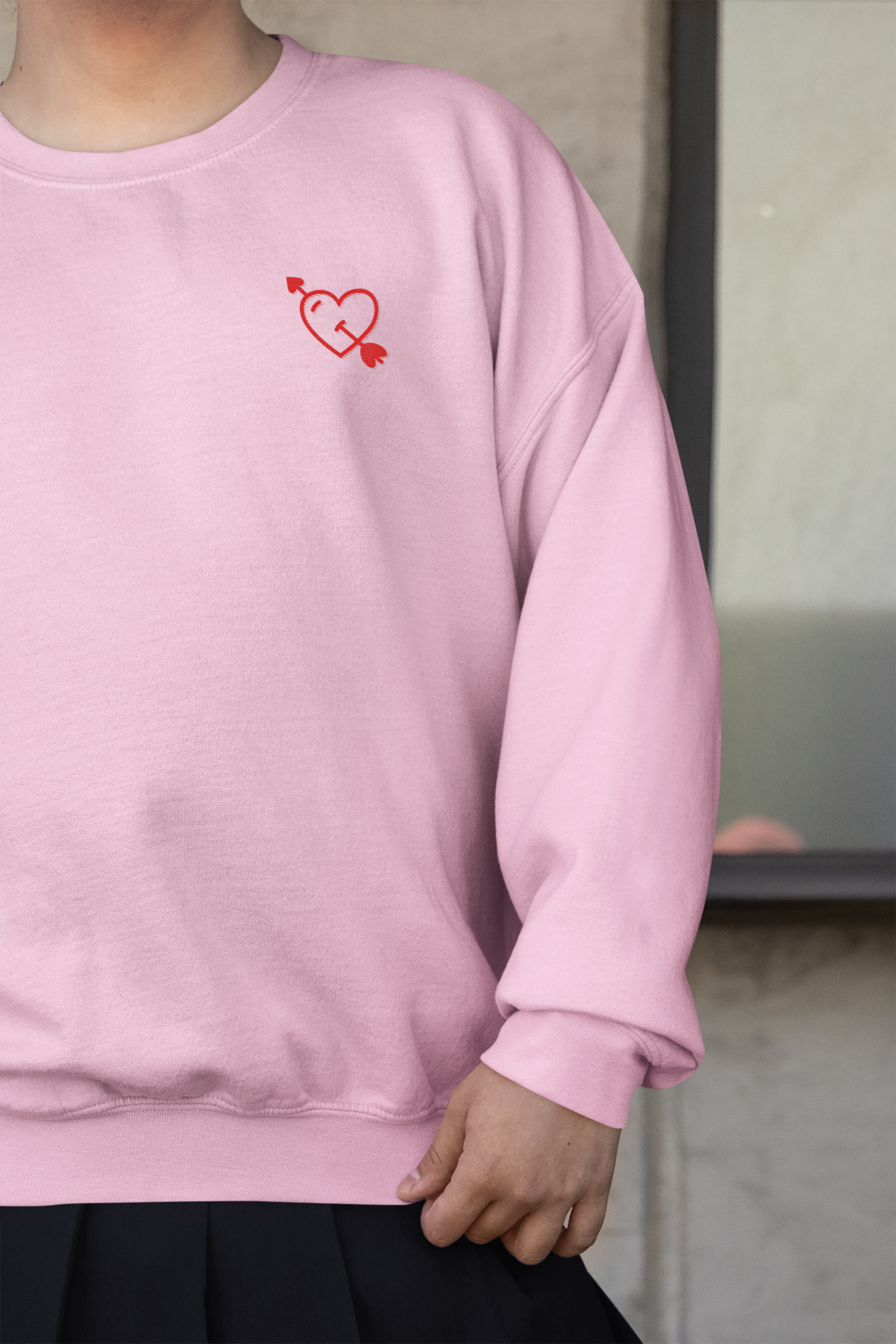 Heart with Arrow - Chest Embroidered Sweatshirt - Unisex