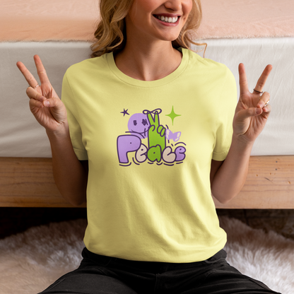 Peace - Doodle - Round Neck Half Sleeve T-Shirt - Women