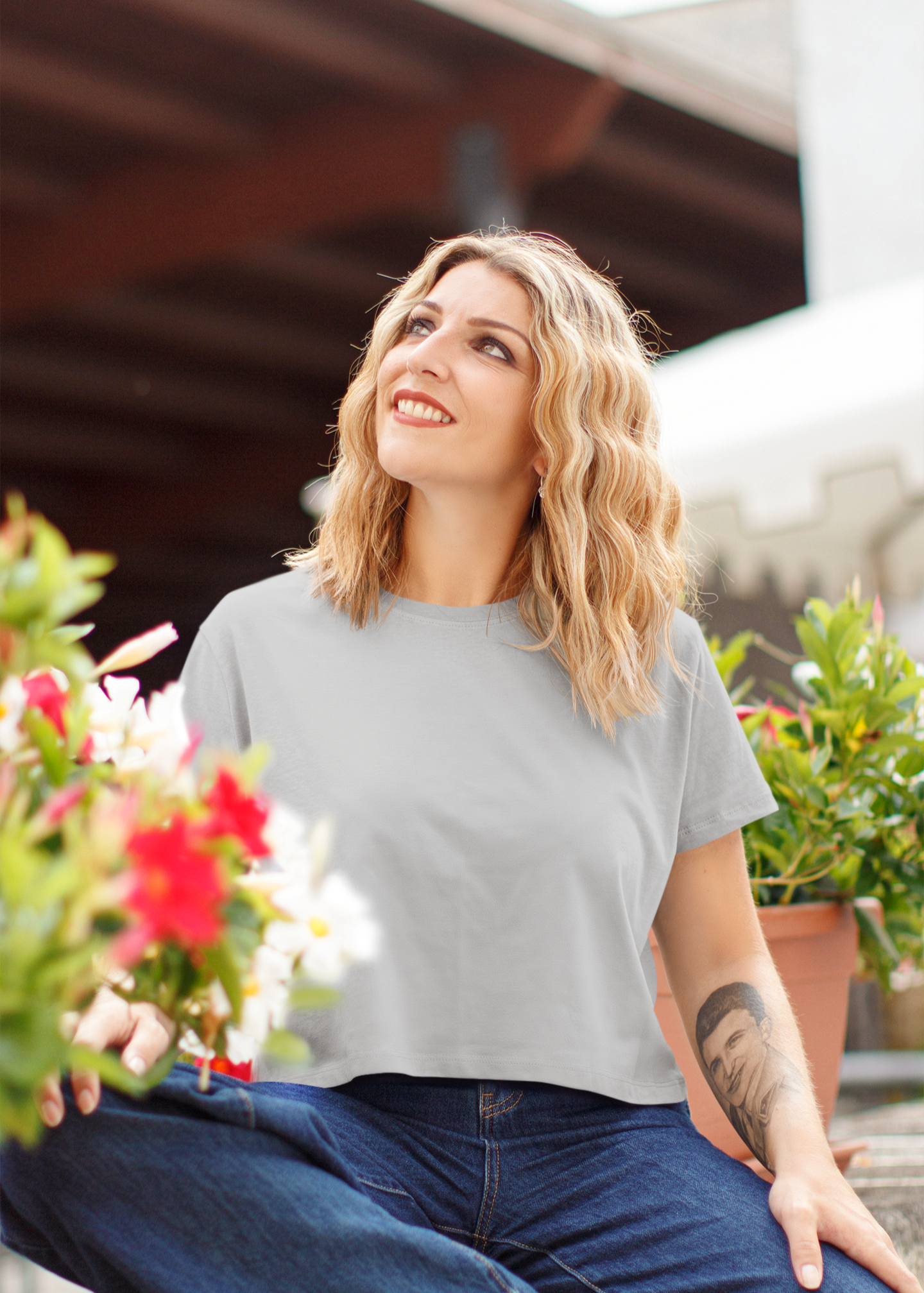 Crop Top Plain - Gray Melange