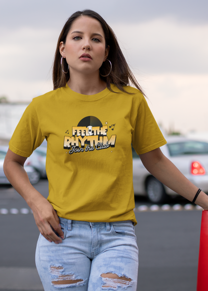 Feel The Rhythm - Round Neck Half Sleeve T-Shirt - Women