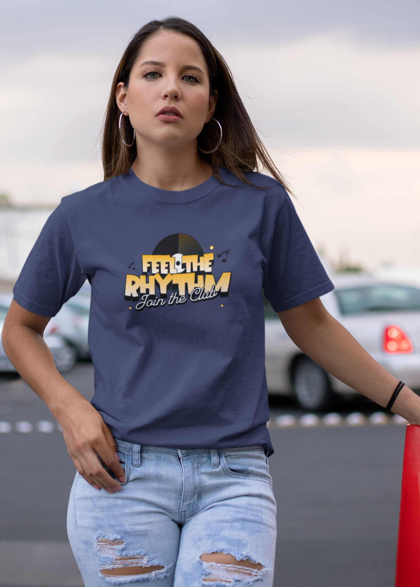 Feel The Rhythm - Round Neck Half Sleeve T-Shirt - Women