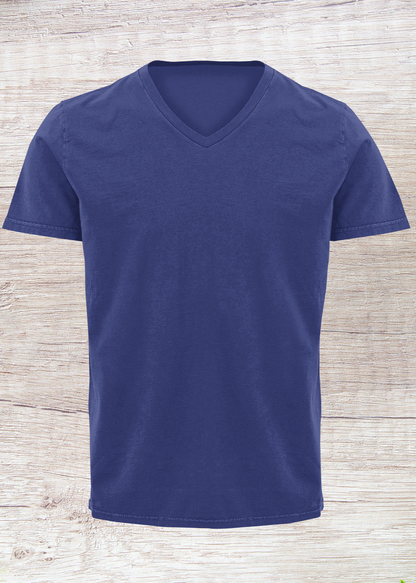 V Neck Half Sleeve Plain T-Shirt - Royal Blue - Men