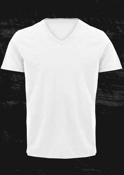 V Neck Half Sleeve Plain T-Shirt - White - Men