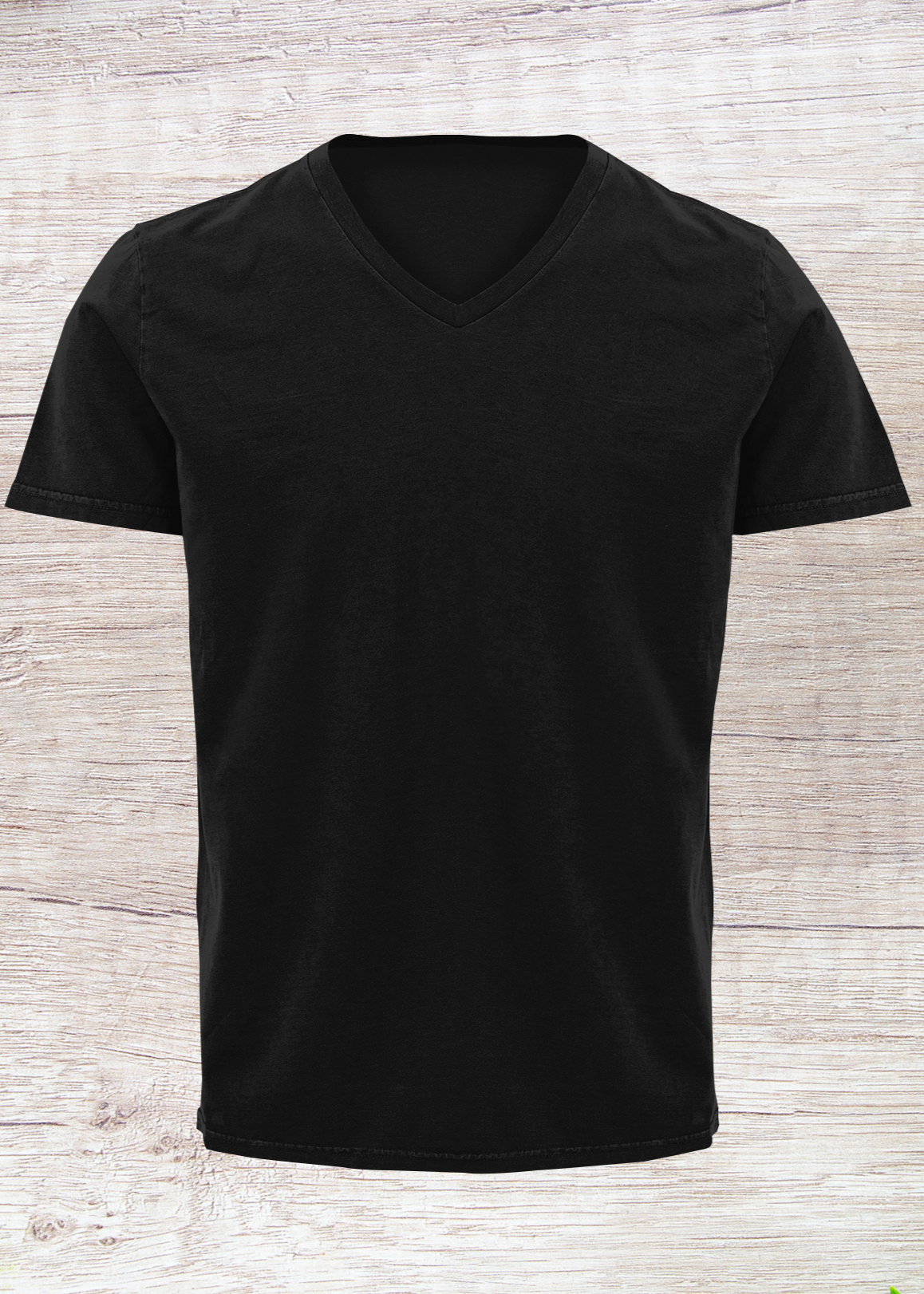 V Neck Half Sleeve Plain T-Shirt - Black - Men