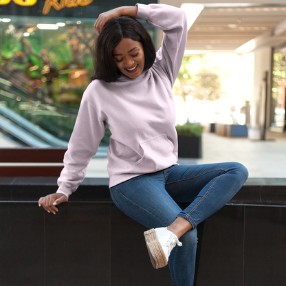 Hooded Plain Sweatshirt - Baby Pink - Women