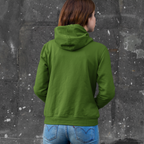 Hooded Plain Sweatshirt - Dark Green - Women