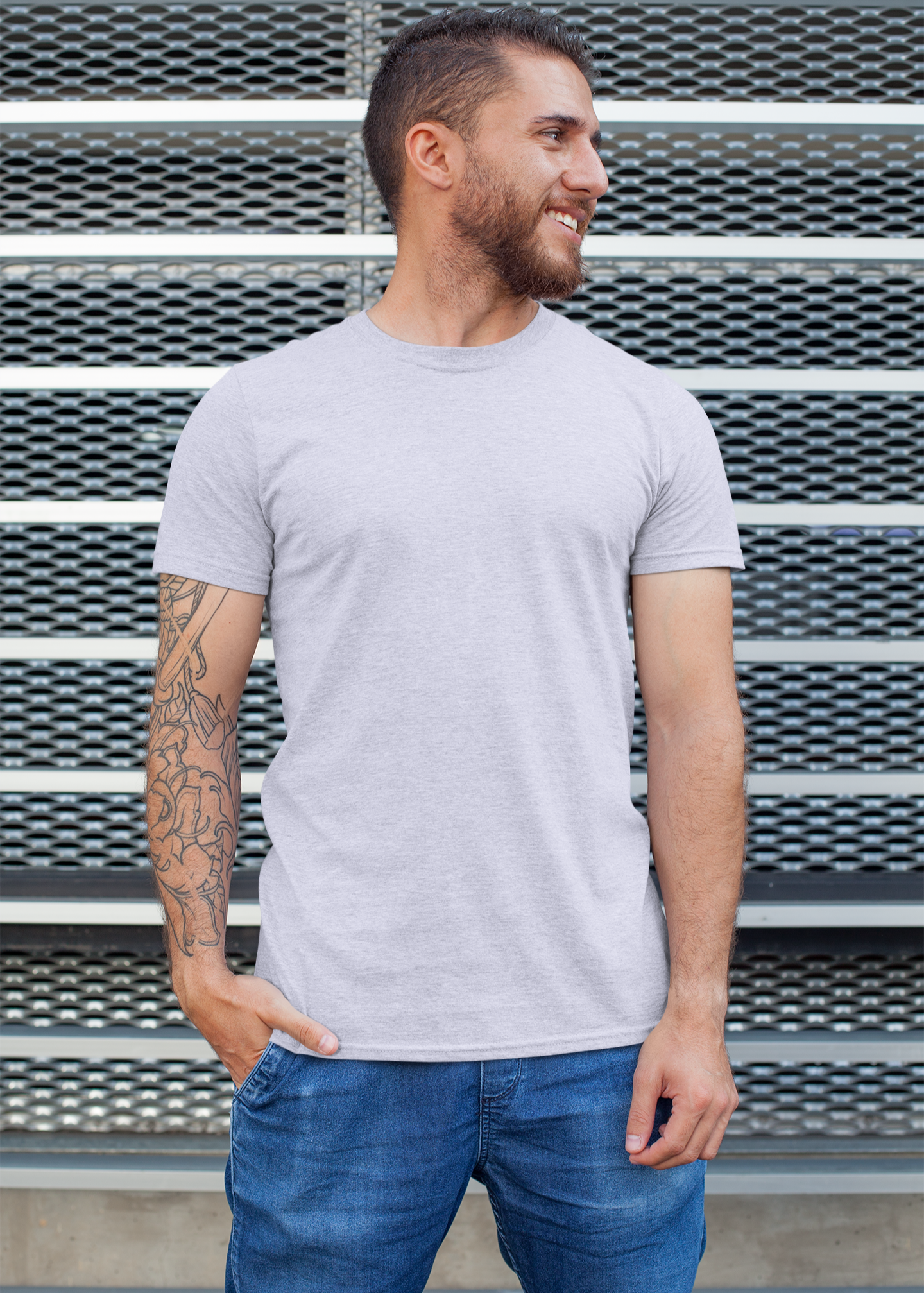 Round Neck Half Sleeve Plain T-Shirt - Lavender - Men