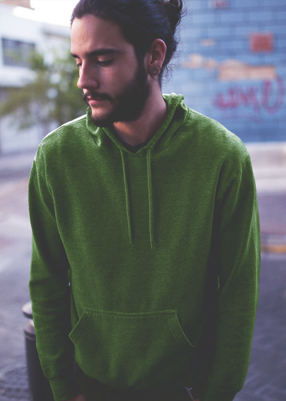 Hooded Plain Sweatshirt - Dark Green - Men