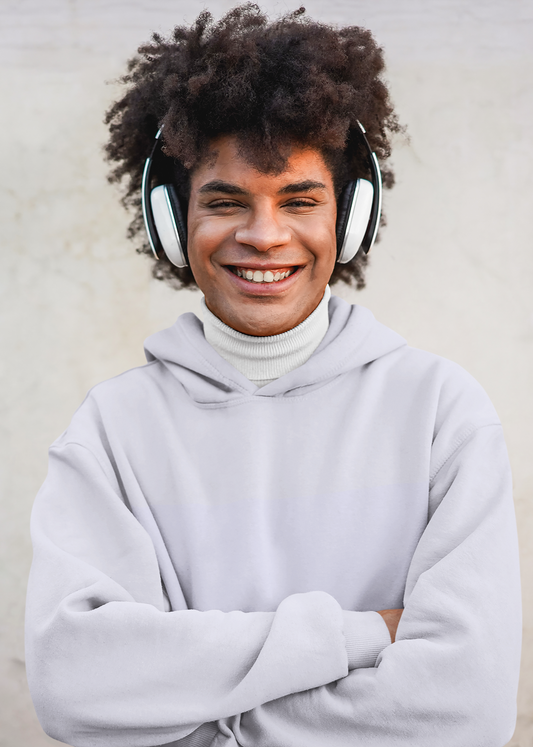 Hooded Plain Sweatshirt - Lavender - Men