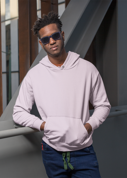 Hooded Plain Sweatshirt - Baby Pink - Men