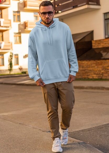 Hooded Plain Sweatshirt - Baby Blue - Men