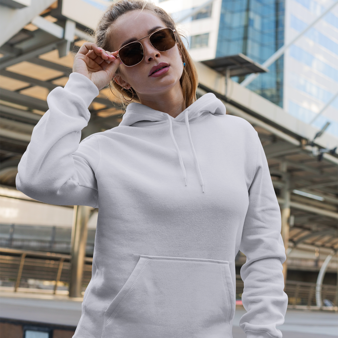 Hooded Plain Sweatshirt - Lavender - Women