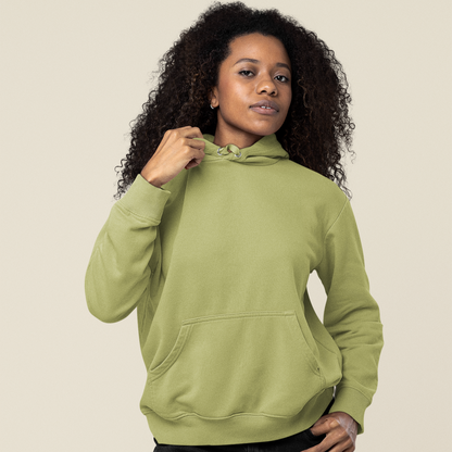 Hooded Plain Sweatshirt - Olive Green - Women