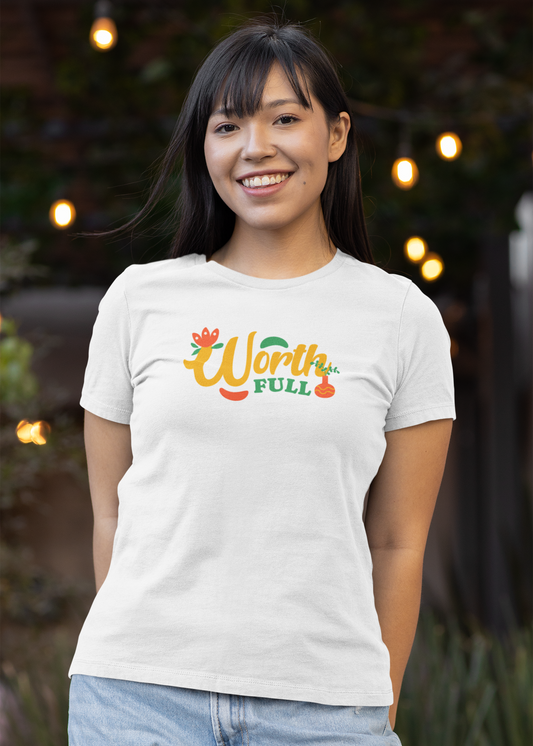 Worth Full - Doodle - Round Neck Half Sleeve T-Shirt - Women