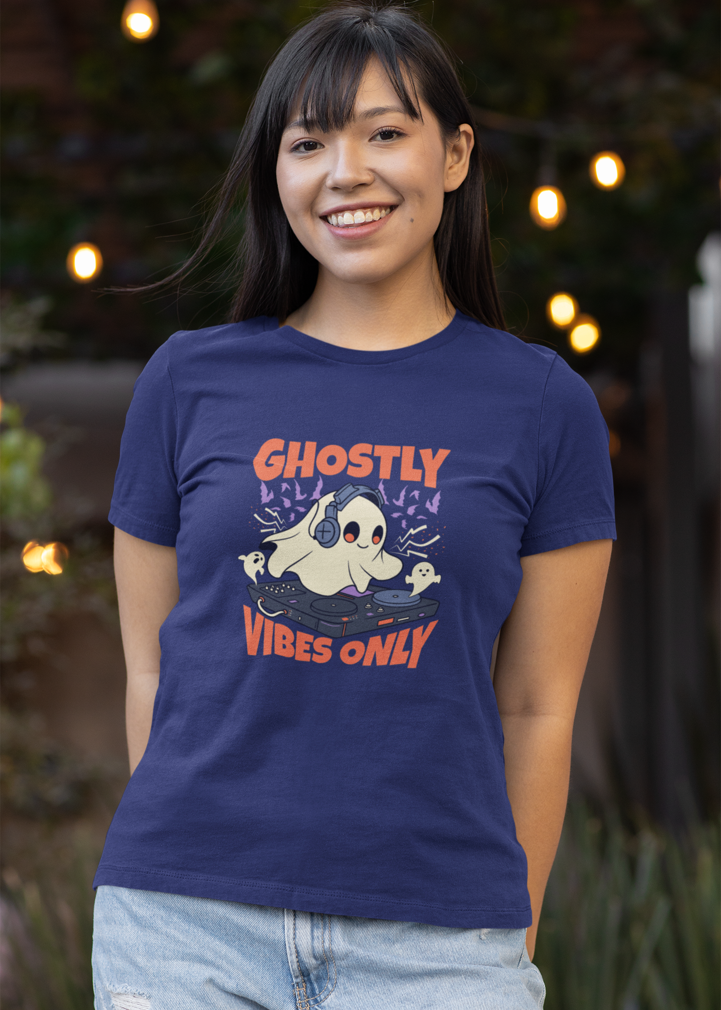 Ghostly Vibes Only - Round Neck Half Sleeve T-Shirt - Women