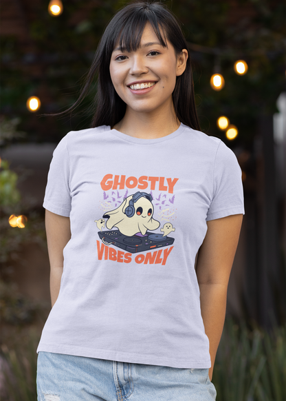 Ghostly Vibes Only - Round Neck Half Sleeve T-Shirt - Women