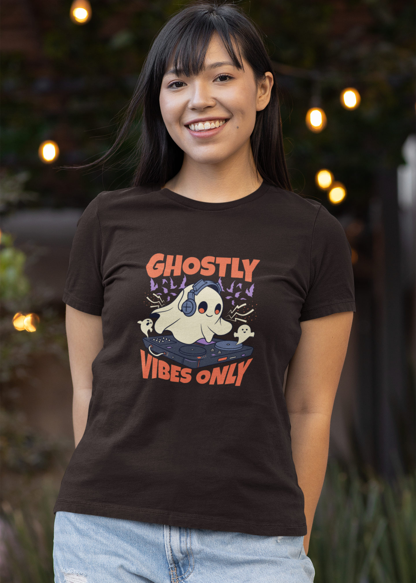 Ghostly Vibes Only - Round Neck Half Sleeve T-Shirt - Women