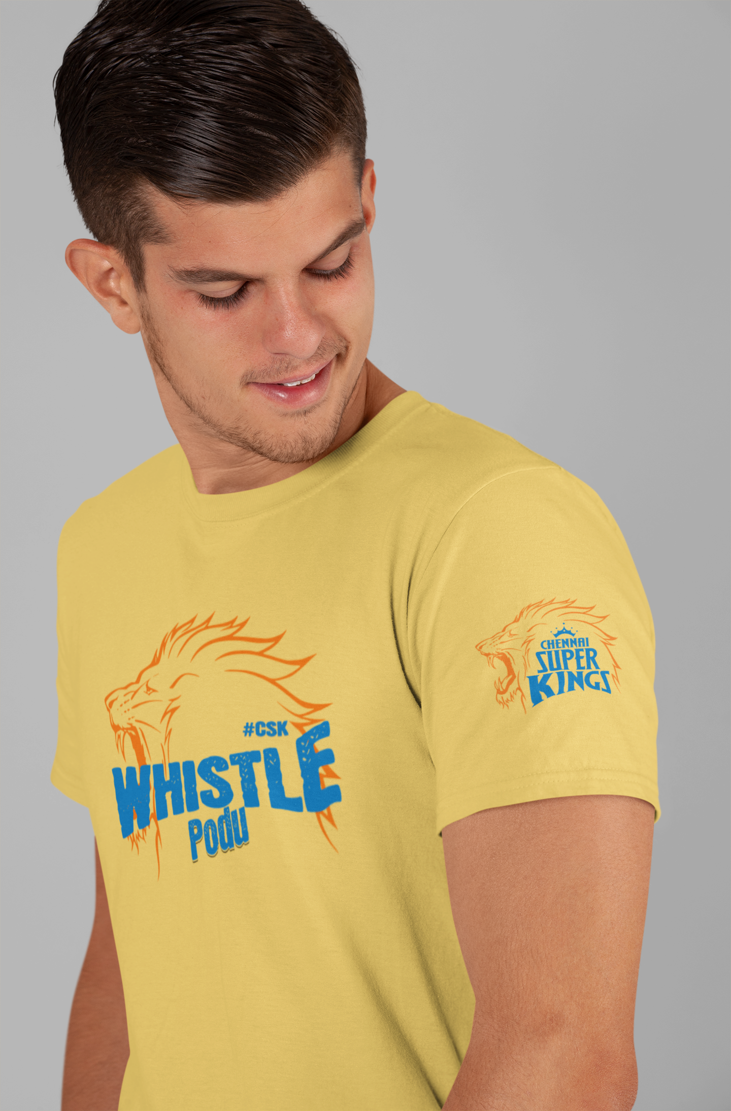 CSK - Whistle Podu - IPL - Round Neck Half Sleeve T-Shirt - Unisex
