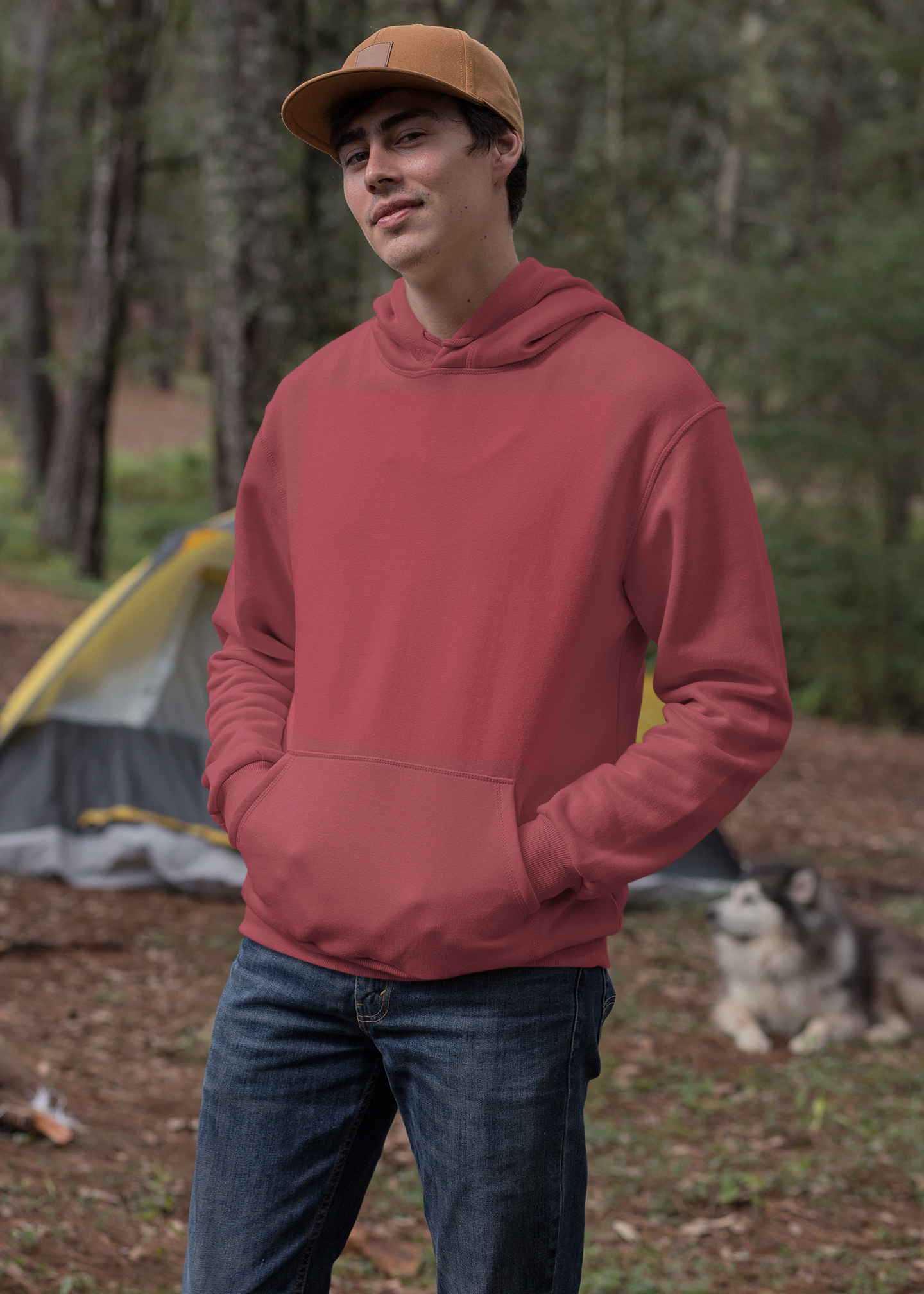 Hooded Plain Sweatshirt - Maroon - Men