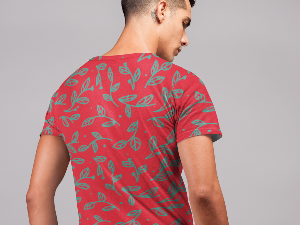 Leaves Doodle - All Over Printed Half Sleeve T-Shirt - Unisex