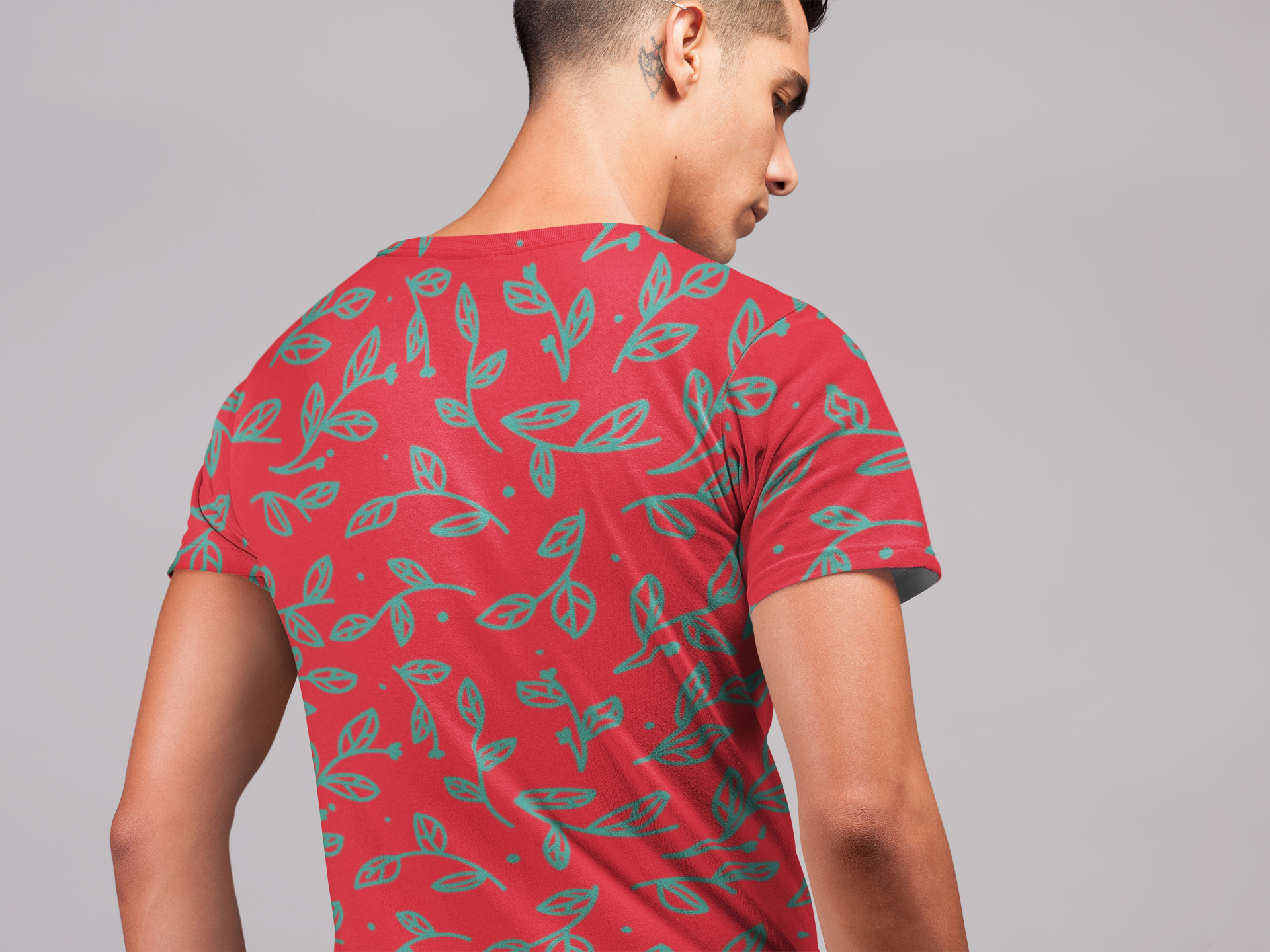 Leaves Doodle - All Over Printed Half Sleeve T-Shirt - Unisex