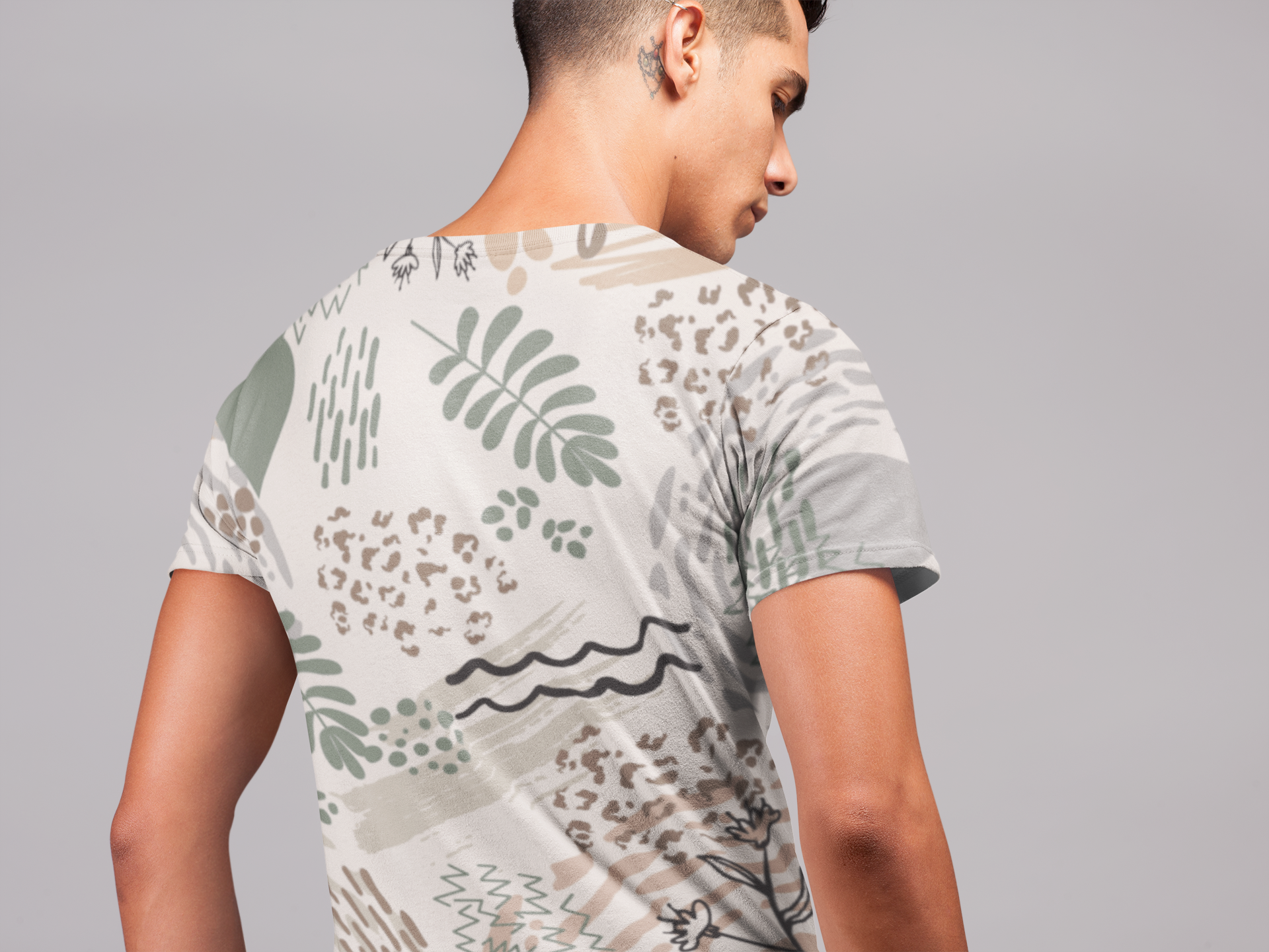Leaves & Strokes - All Over Printed Half Sleeve T-Shirt - Unisex