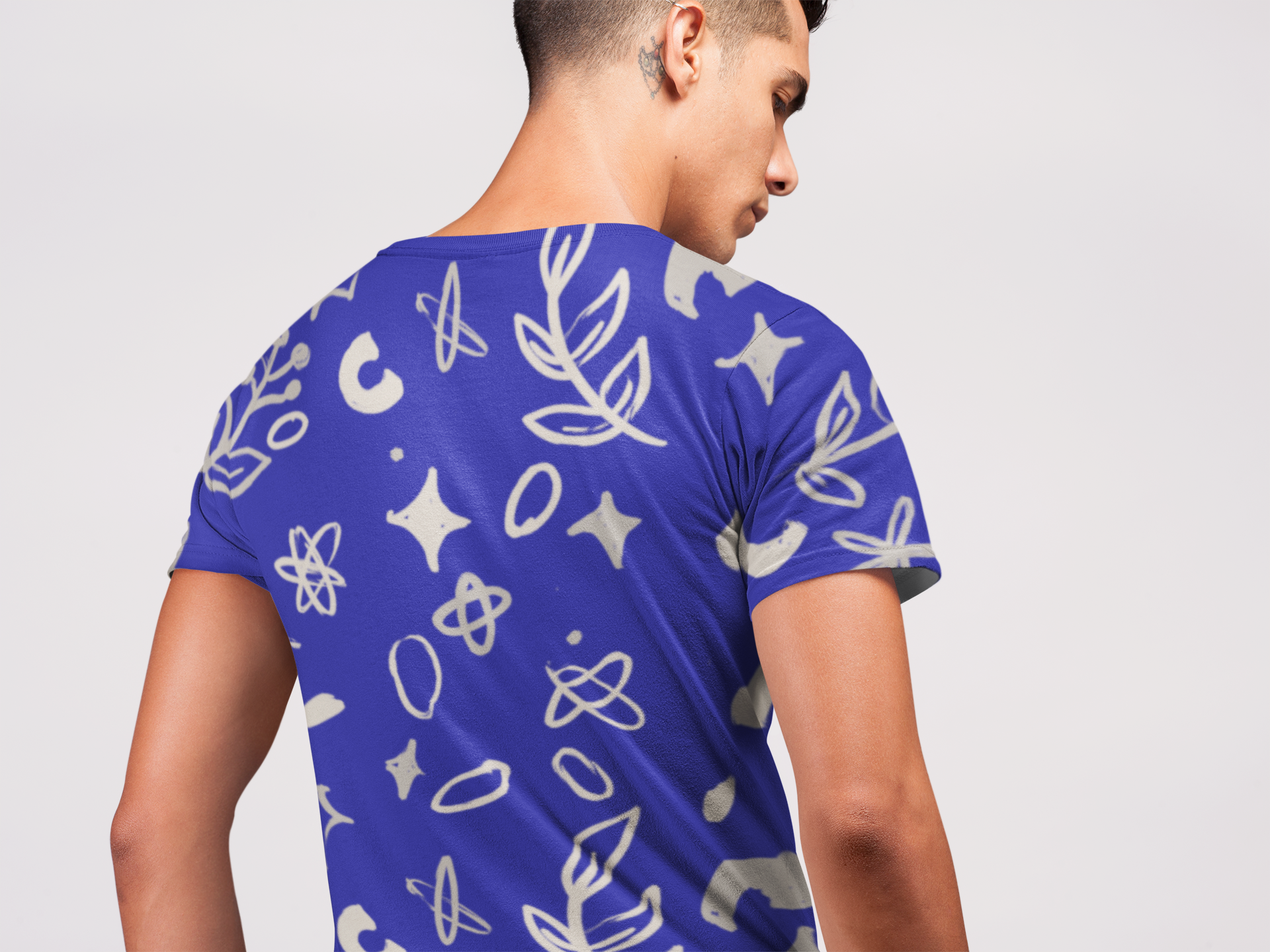 Hand Drawn Botanical Leaves - All Over Printed Half Sleeve T-Shirt - Unisex