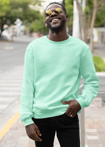 Round Neck Sweatshirt Plain - Mint - Men