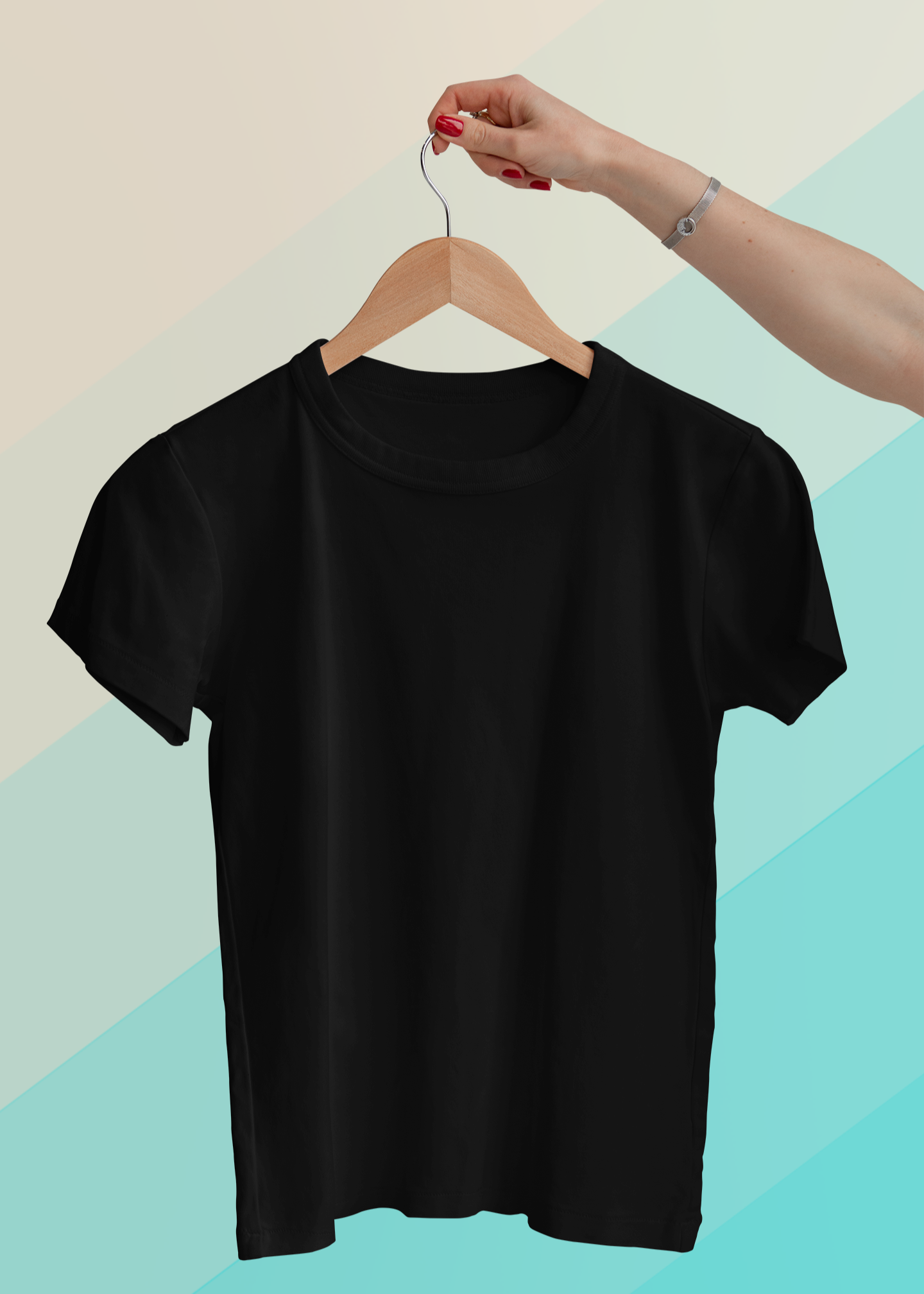 Round Neck Half Sleeve Plain T-Shirt - Black - Women