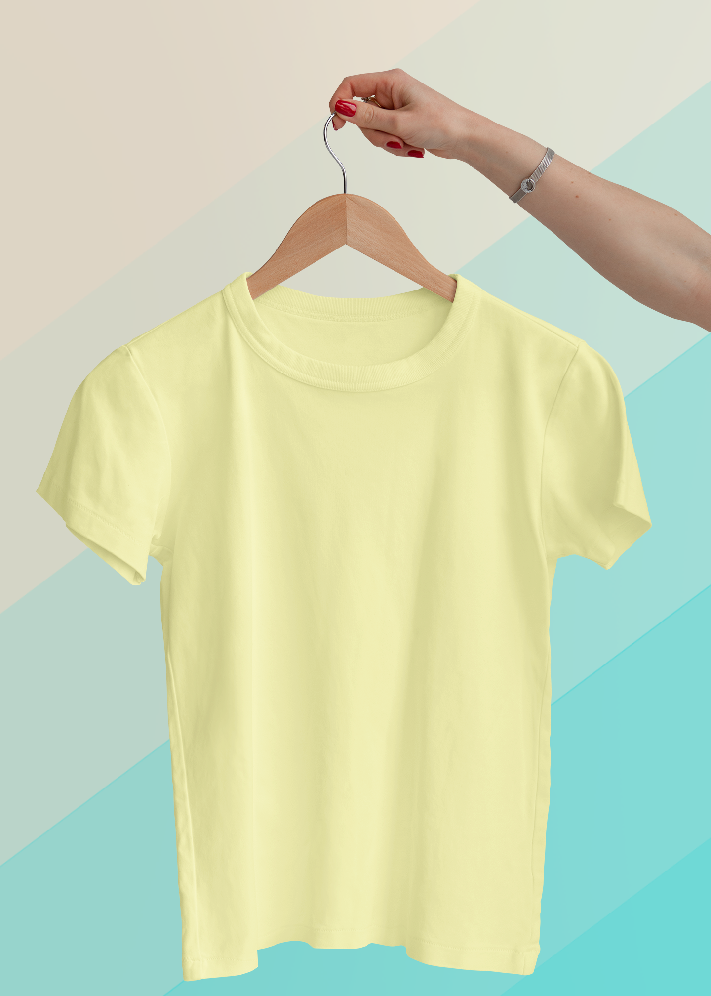 Round Neck Half Sleeve Plain T-Shirt - Yellow - Women