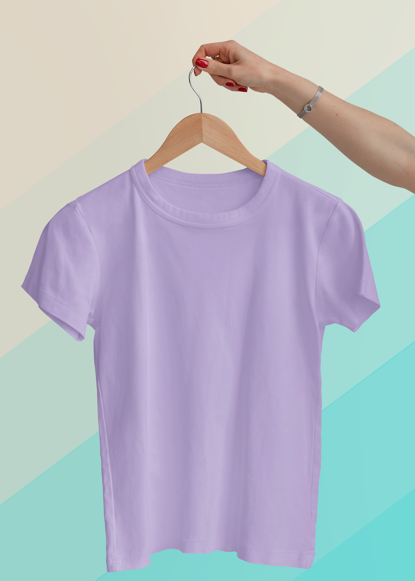 Round Neck Half Sleeve Plain T-Shirt - Lavender - Women