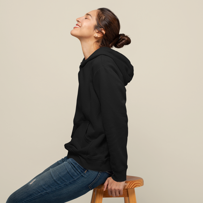 Hooded Plain Sweatshirt - Black - Women