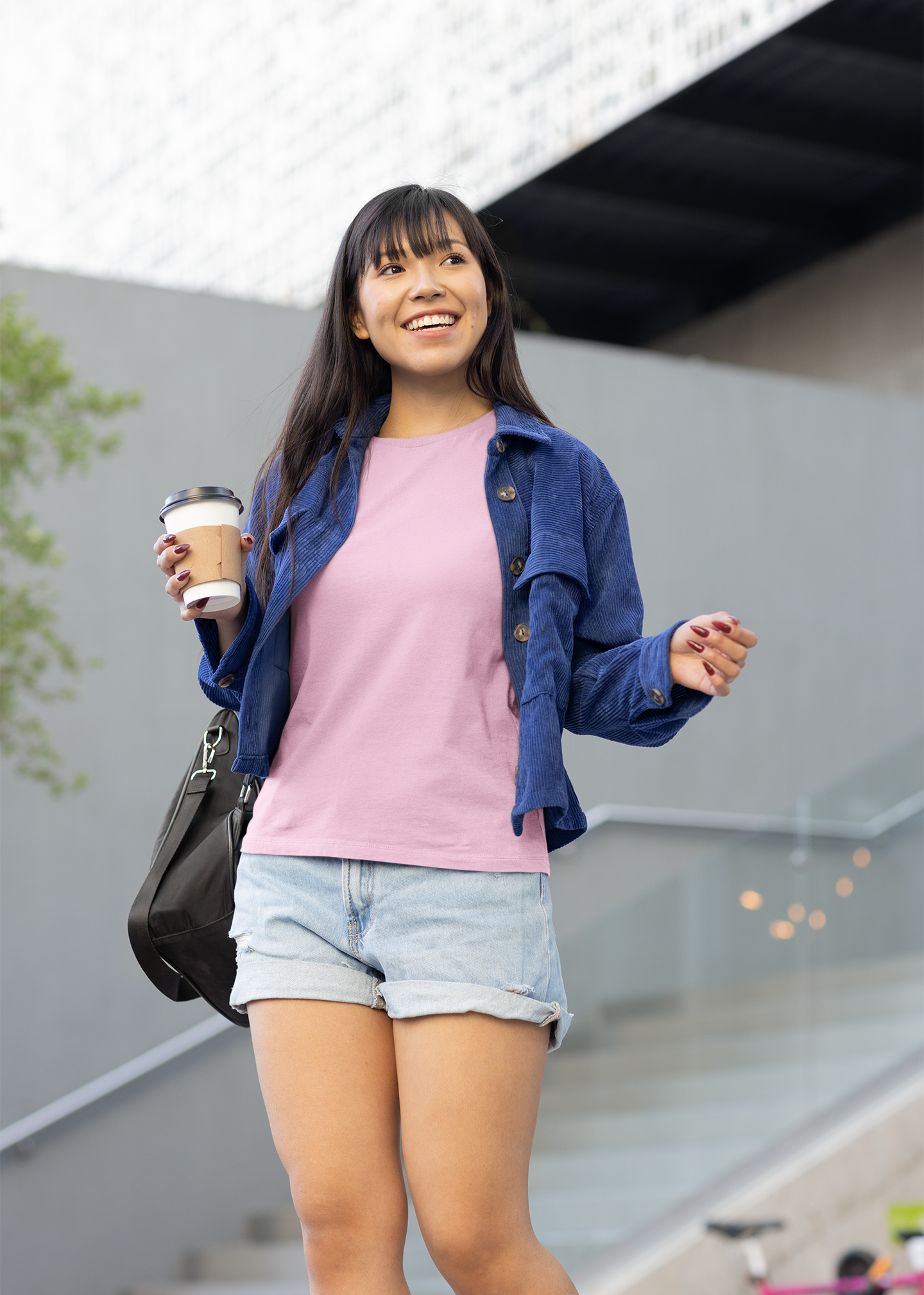 Round Neck Half Sleeve Plain T-Shirt - Pink - Women