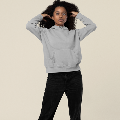 Hooded Plain Sweatshirt - Gray Melange - Women