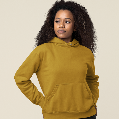 Hooded Plain Sweatshirt - Mustard Yellow - Women