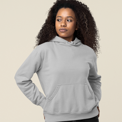 Hooded Plain Sweatshirt - Gray Melange - Women