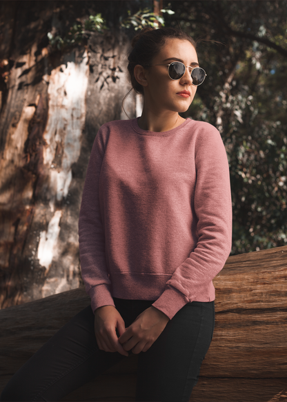 Round Neck Sweatshirt Plain - Coral - Women