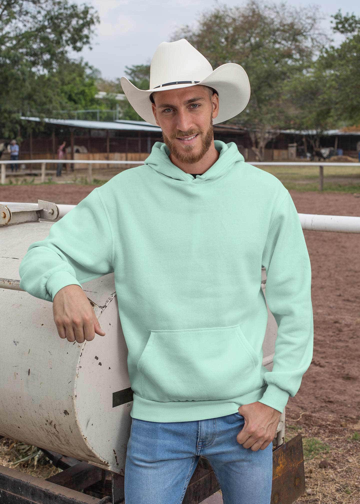 Hooded Plain Sweatshirt - Mint - Men