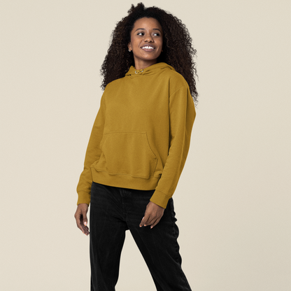 Hooded Plain Sweatshirt - Mustard Yellow - Women