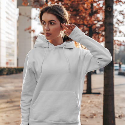 Hooded Plain Sweatshirt - White - Women