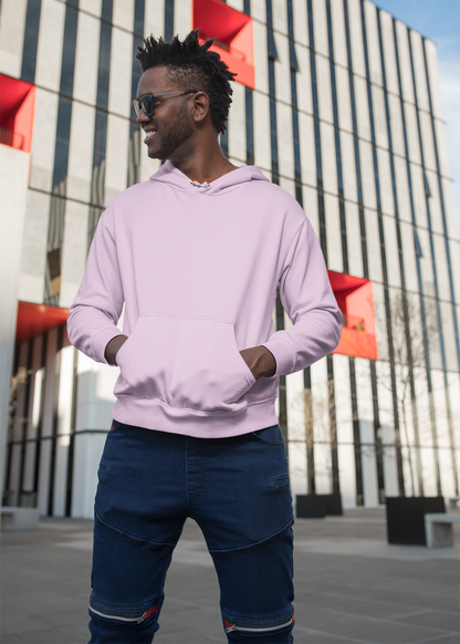 Hooded Plain Sweatshirt - Baby Pink - Men