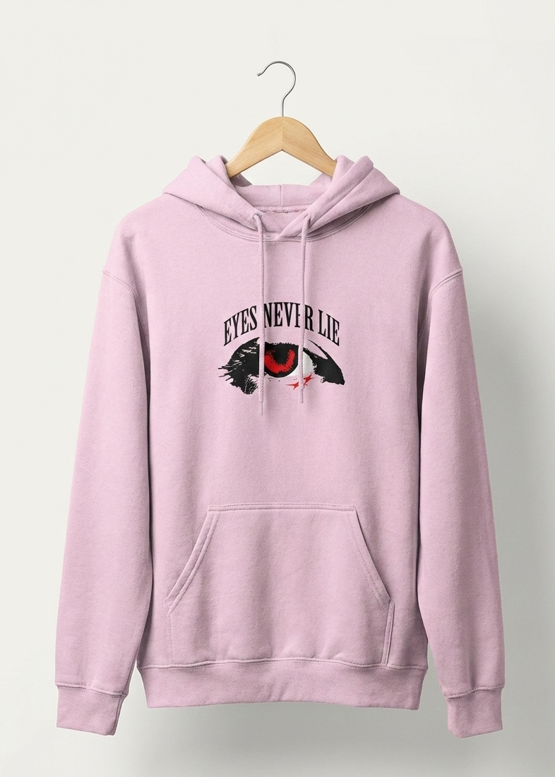 Eyes Never Lie - Unisex Light Baby Pink Cozy Hoodie