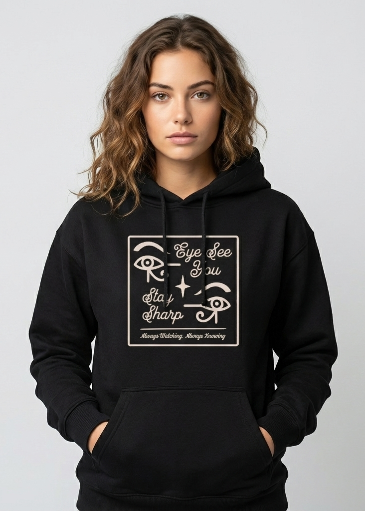 Eye See You - Unisex Black Cozy Hoodie
